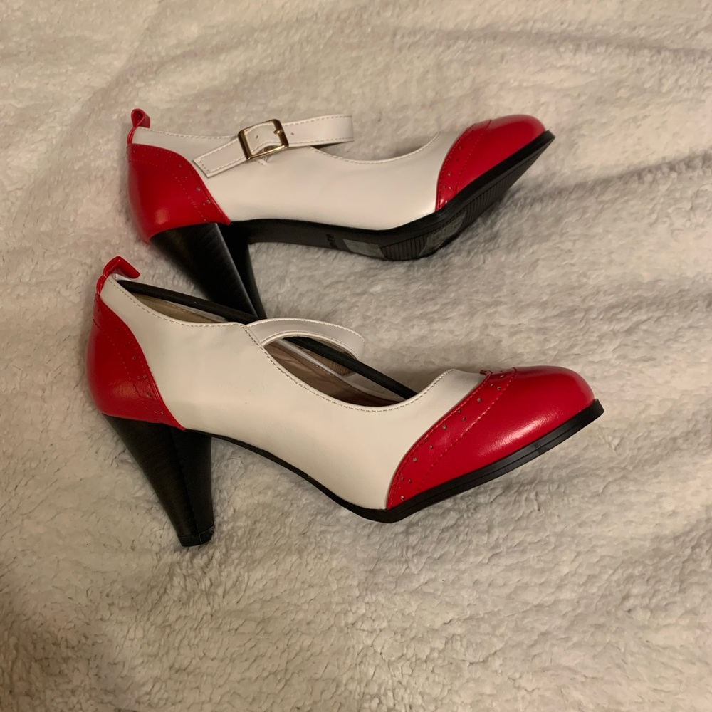 Chase + Chloe Red and White Heels
